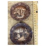 Pair of German carved wooden wall plates