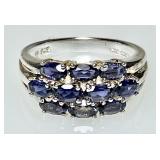 Sterling silver ring with purple stones