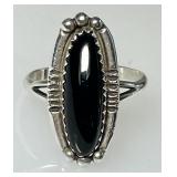 Sterling silver obsidian ring