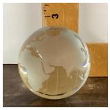 World globe glass paperweight