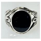 Sterling silver obsidian ring