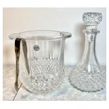 Lead crystal ice bucket & pressed glass decanter
