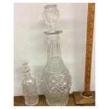 Pressed glass decanter and bottle