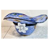 Large art glass hat bowl 13" diameter