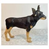 Real fur Doberman Pinscher dog figure