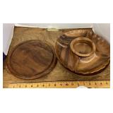 Wooden lazy susan and wooden plate