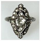 Sterling silver ring with clear stones