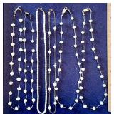 6 pearl necklaces with sterling clasps