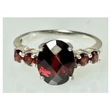 Sterling silver garnet ring