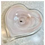 Lavorazione Murano art glass heart console bowl