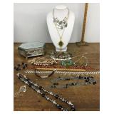 Costume jewelry and mirrored jewelry box