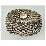 Silver mesh ring marked T & Co. .925 Tiffany