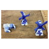 Delft porcelain windmills and wooden shoes