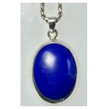 Sterling silver lapis lazuli pendant on 245" chai