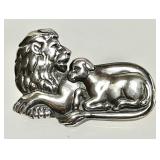 Sterling silver lion and lamb brooch