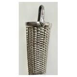 Sterling silver basket posey holder brooch