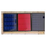 Three 12x16 riker boxes with divided inserts