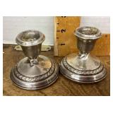 Pair of small weighted sterling candle holders