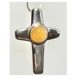 Sterling silver cross pendant on fine chain