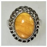 Sterling silver Baltic amber ring