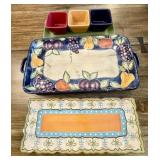 3 colorful ceramic party trays