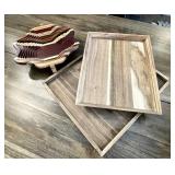 Handcrafted collapsible wood bowl, 2 trays