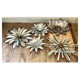 5 galvanized metal flower wall art