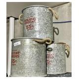 3 galvanized holiday home dï¿½cor cans