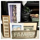 5 picture frames and wall art