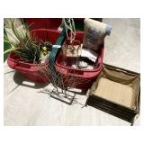 2 totes with home dï¿½cor, vases, tree sculpture