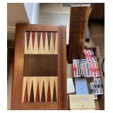 David Levy handmade backgammon set, cards,