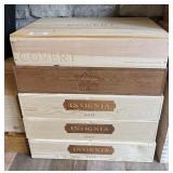 5 empty wooden wine crates