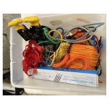 Tote with rope, bungees, ratchet straps,