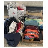 2 bags and box with travel bags, clothing bags,