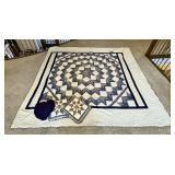 101x104 hand made quilt and 3 pillows