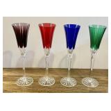 4 Ajka "Castille" crystal champagne flutes