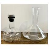 2 crystal wine decanters