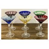 6 Birks cut-to-clear crystal martini glasses