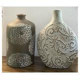 2 large heavy pottery vases