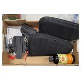 Flat w/2 holsters, 2 soft cases, gun cleaner,