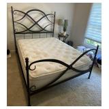 Queen metal bed frame and mattress
