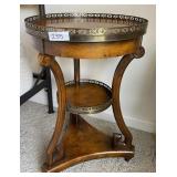 18" round side table with brass gallery 28" tall