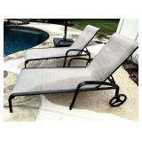 2 patio loungers with wheels