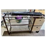 Mud room shelf and 2 golf umbrellas