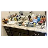 Contents of bathroom w/toiletries, towel bars,