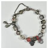 Pandora bracelet w/16 charms & safety chain