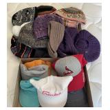 2 boxes of winter hats and caps