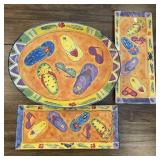 3 Flip Flops ceramic serving dishes