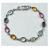 Sterling silver multi-color stone bracelet