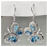 Sterling silver aquamarine butterfly earrings